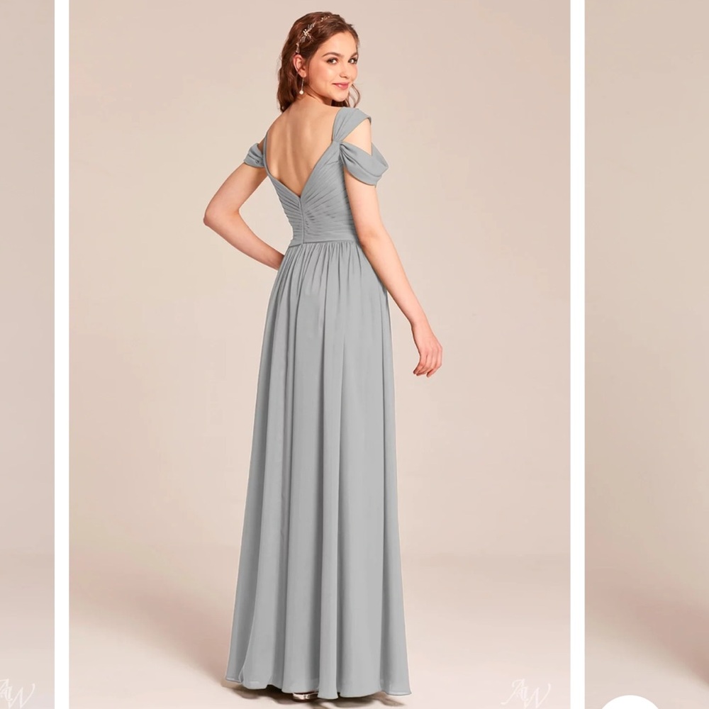Elegant Gray Off-Shoulder Evening Gown